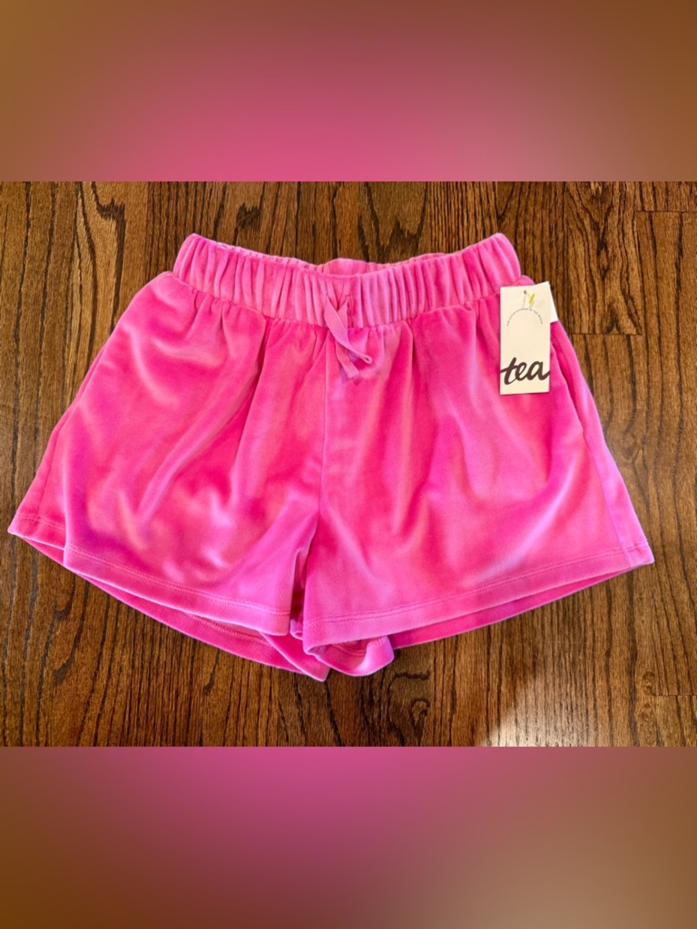Tea Collection Hot Pink Velour Shorts girls size 8 medium sweet pea comfy NEW